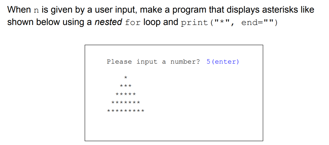 Solved When n is given by a user input, make a program that | Chegg.com