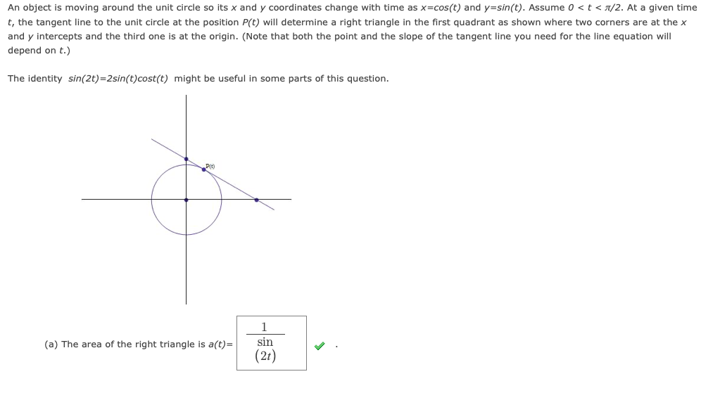 Solved An object is moving around the unit circle so its x | Chegg.com