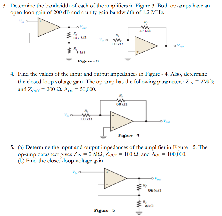 Solved 3. Determine the bandwidth of each of the amplifiers