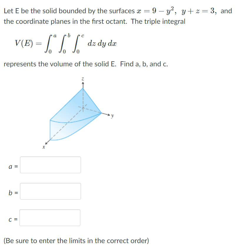 Solved Let E be the solid bounded by the surfaces x = 9 – | Chegg.com