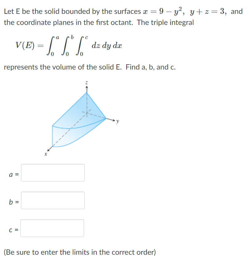 Solved Let E Be The Solid Bounded By The Surfaces X = 9 – | Chegg.com