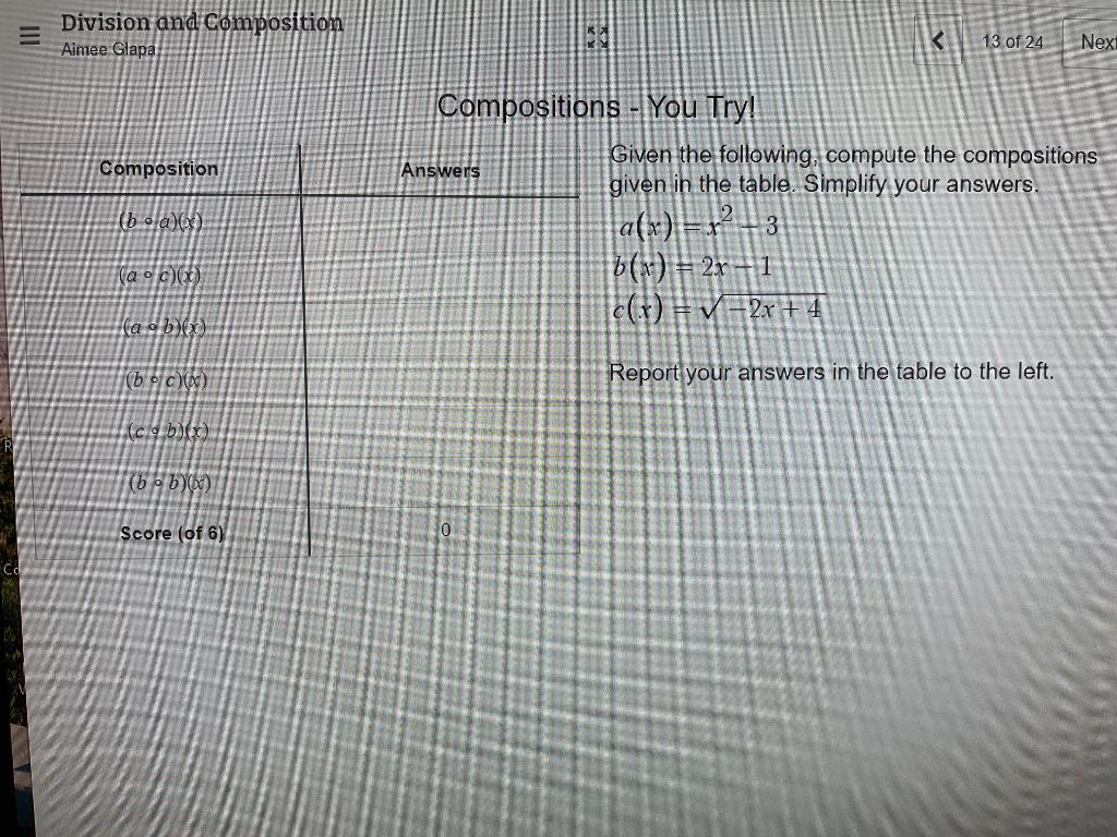 Solved Compositions - You Try! Given The Following, Compute | Chegg.com