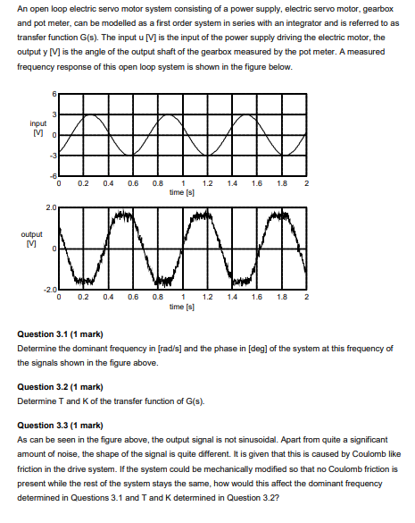 An open loop electric servo motor system consisting | Chegg.com