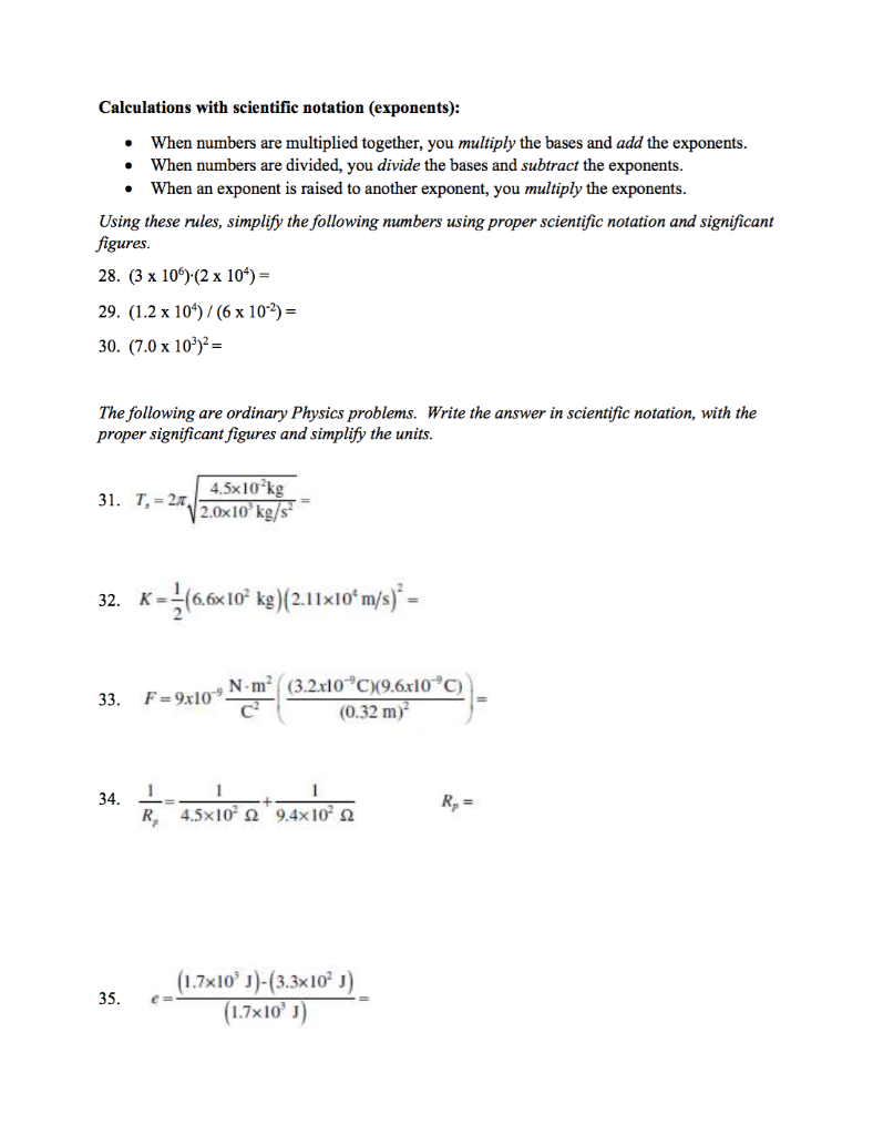 Solved . Part I - Significant Figures and Scientific | Chegg.com