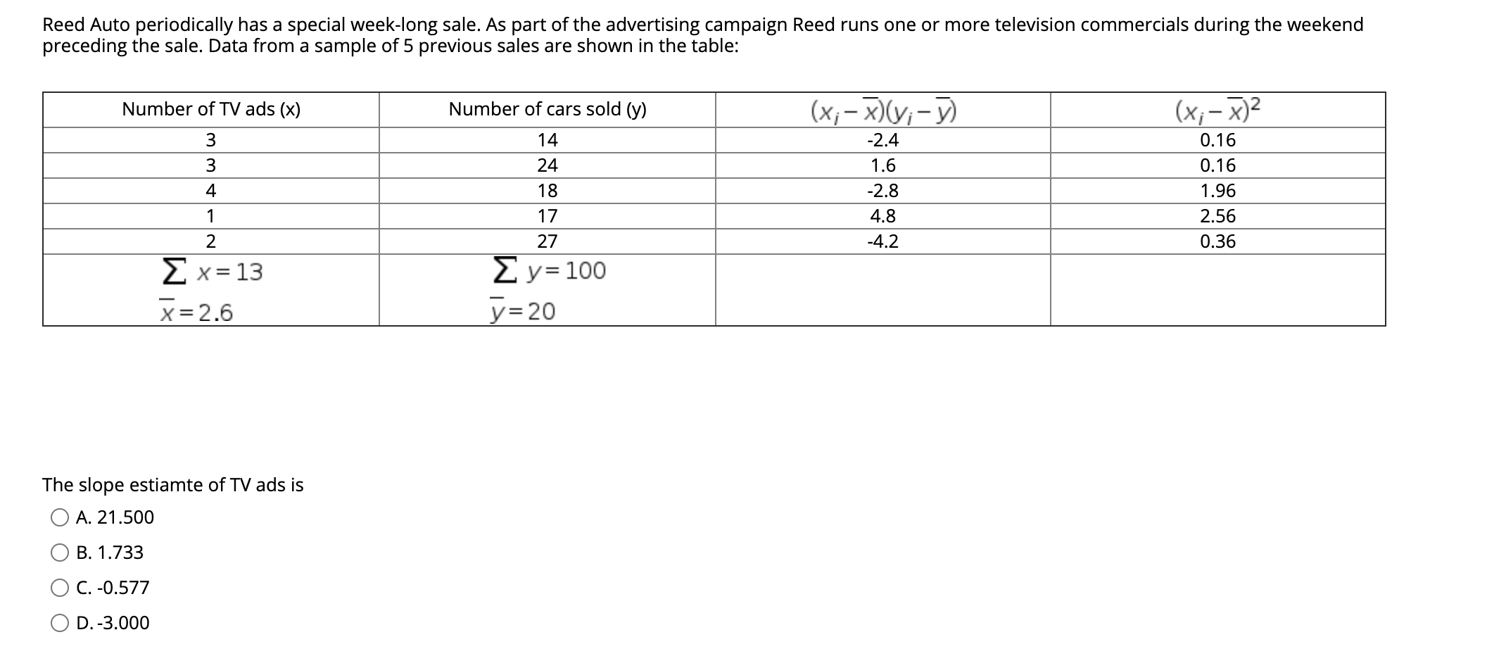 Solved Reed Auto periodically has a special weeklong sale.