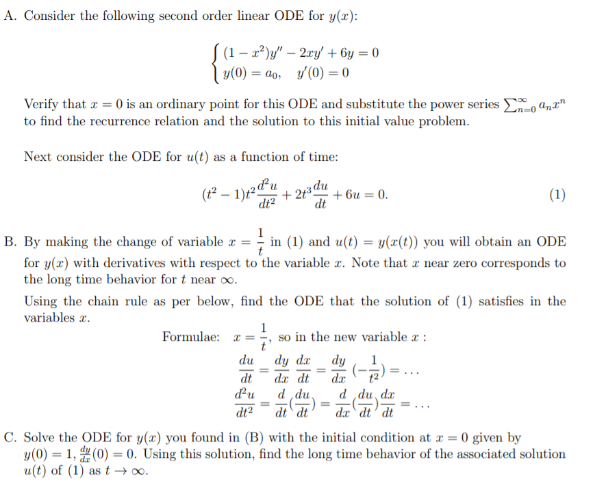 Solved A Consider The Following Second Order Linear Ode For Chegg Com