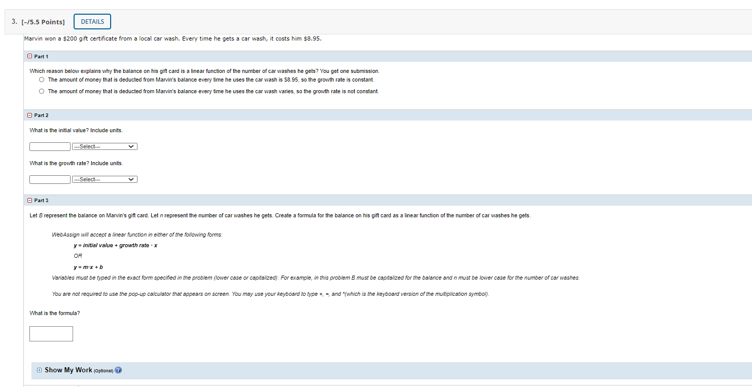 Solved 3. [-15.5 Points] DETAILS Marvin won a $200 gift