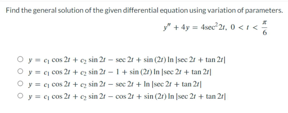 Solved Find the general solution of the given differential | Chegg.com