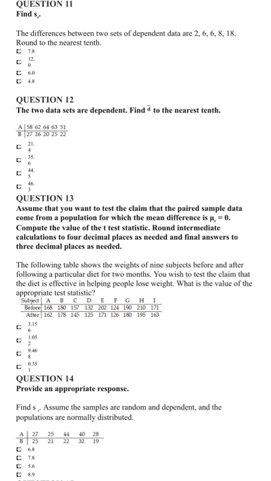 Solved QUESTION 11 Find s The differences between two sets | Chegg.com