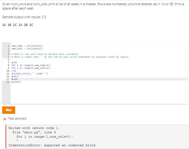 Solved Given num_rows and num_cols, print a list of all | Chegg.com