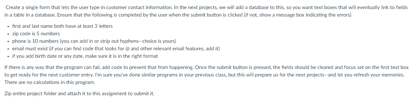 Solved Create a single form that lets the user type in | Chegg.com