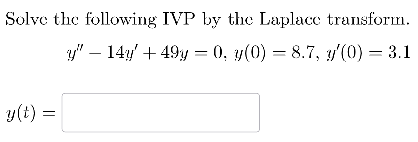 Solved Solve The Following IVP By The Laplace Transform. | Chegg.com