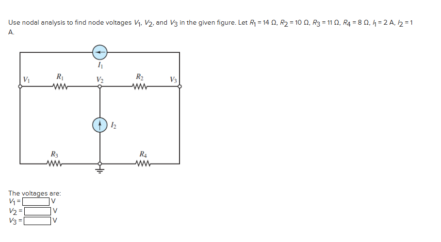 Solved Use nodal analysis to find node voltages V1,V2, ﻿and | Chegg.com