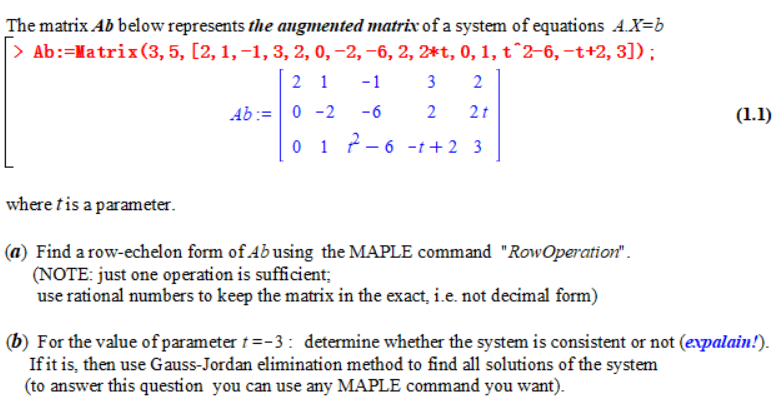 The matrix Ab below represents the augmented matrix | Chegg.com
