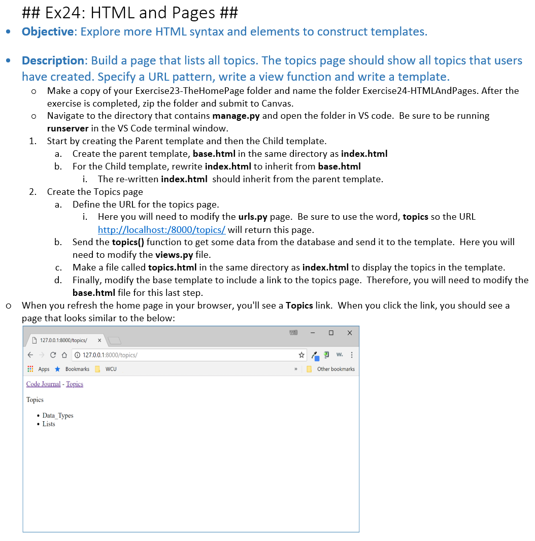Solved \#\# Ex24: HTML and Pages \#\# Objective: Explore | Chegg.com