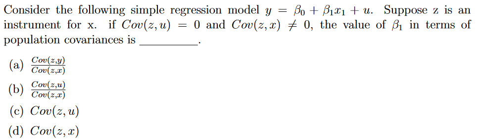 Solved Consider The Following Simple Regression Model | Chegg.com