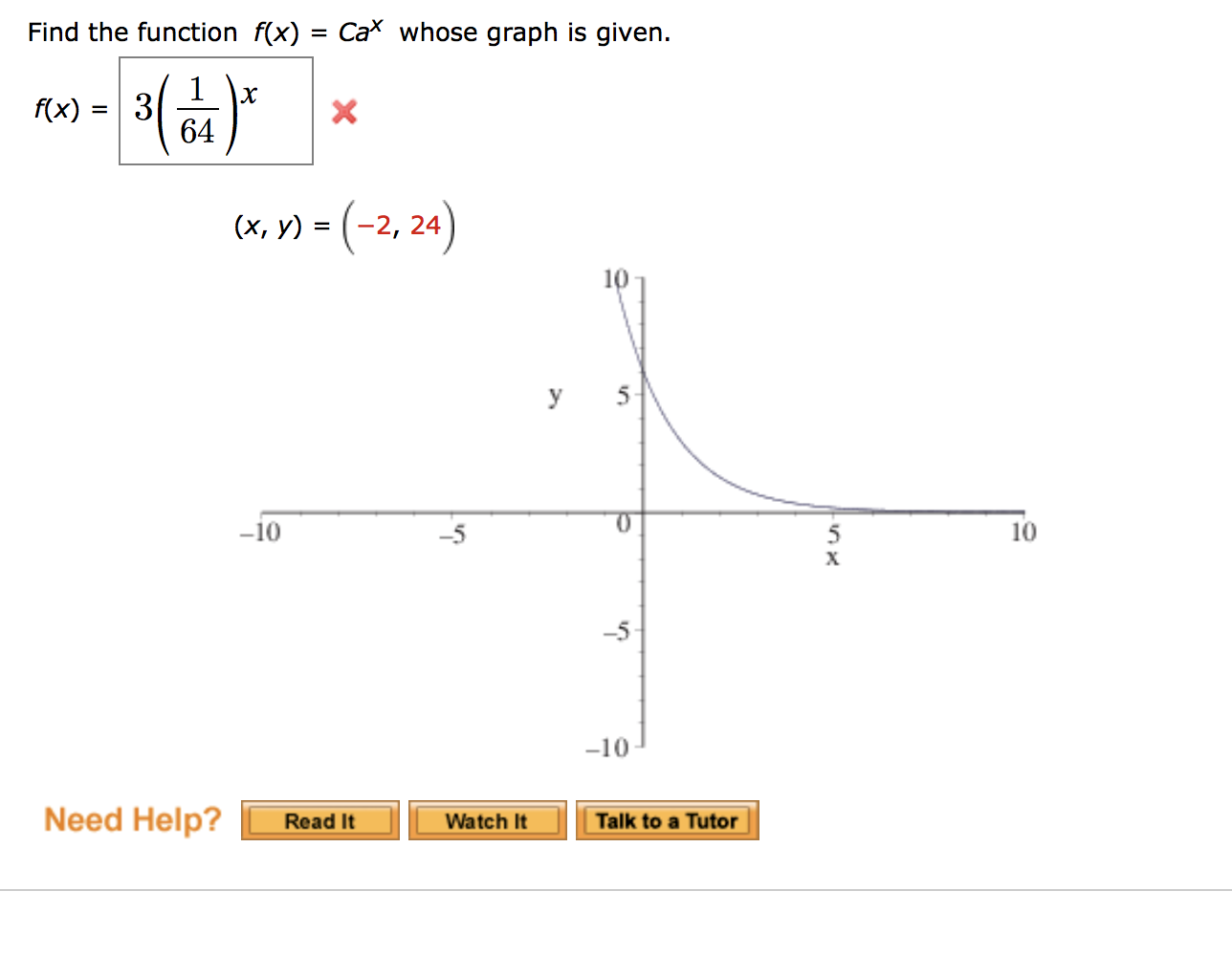 Solved Find the function f(x) = CaX whose graph is given. 1 | Chegg.com