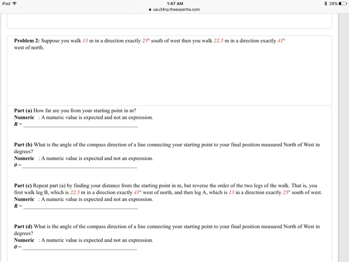 Solved IPad令 1:47 AM * 26% Usu34ny.theexpertta.com Problem | Chegg.com