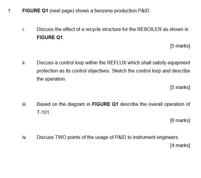 Solved 1. FIGURE Q1 (next Page) Shows A Benzene Production | Chegg.com