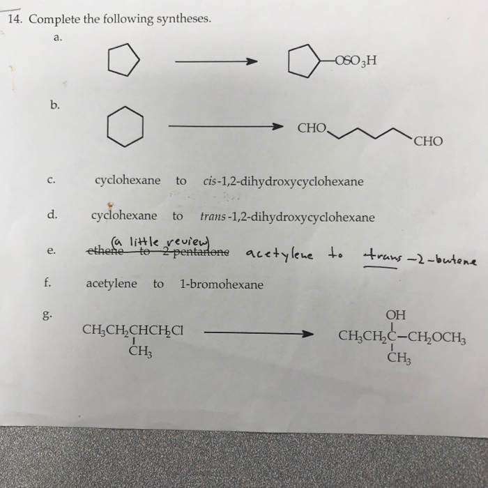 Solved 14. Complete the following syntheses. OSO3H b. | Chegg.com