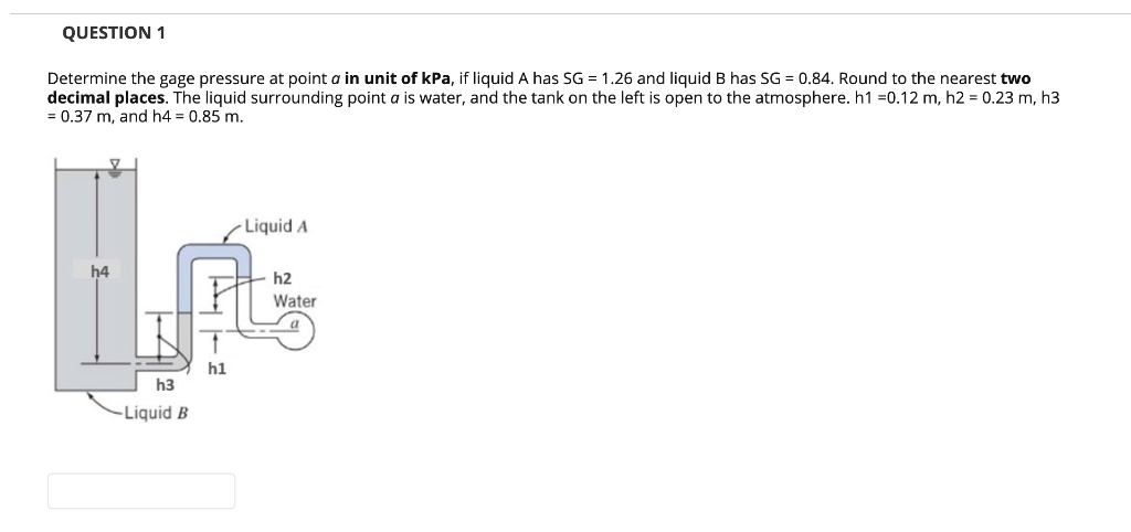 Solved Determine the gage pressure at point a in unit of | Chegg.com