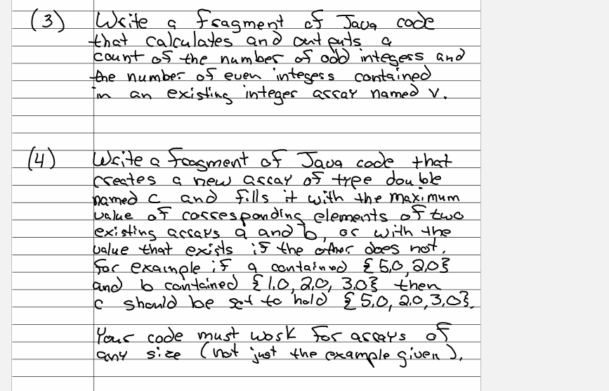 Solved (3) Write a fragment of Java code that calculates and | Chegg.com