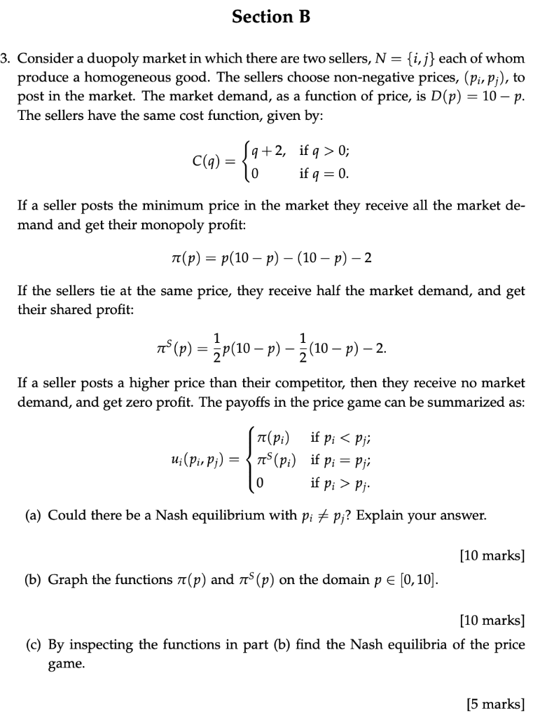 Solved Section B 3. Consider A Duopoly Market In Which There | Chegg.com