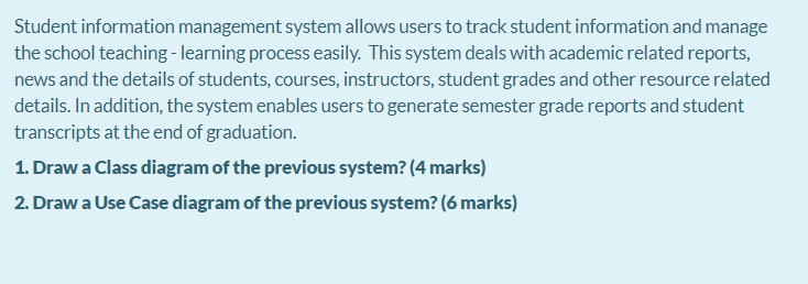 Solved Student Information Management System Allows Users To | Chegg.com