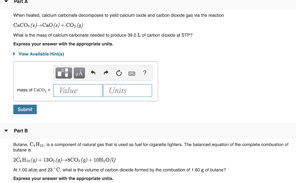 Solved Part A When heated, calcium carbonate to