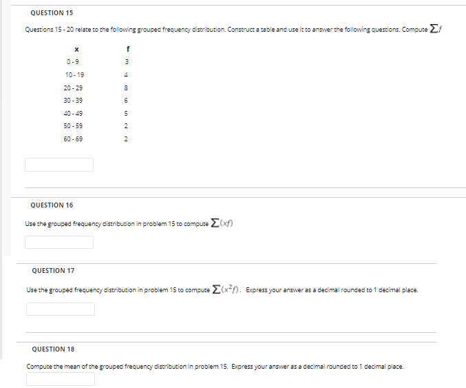 Solved QUESTION 15 Questions 15 - 20 relate to the following | Chegg.com