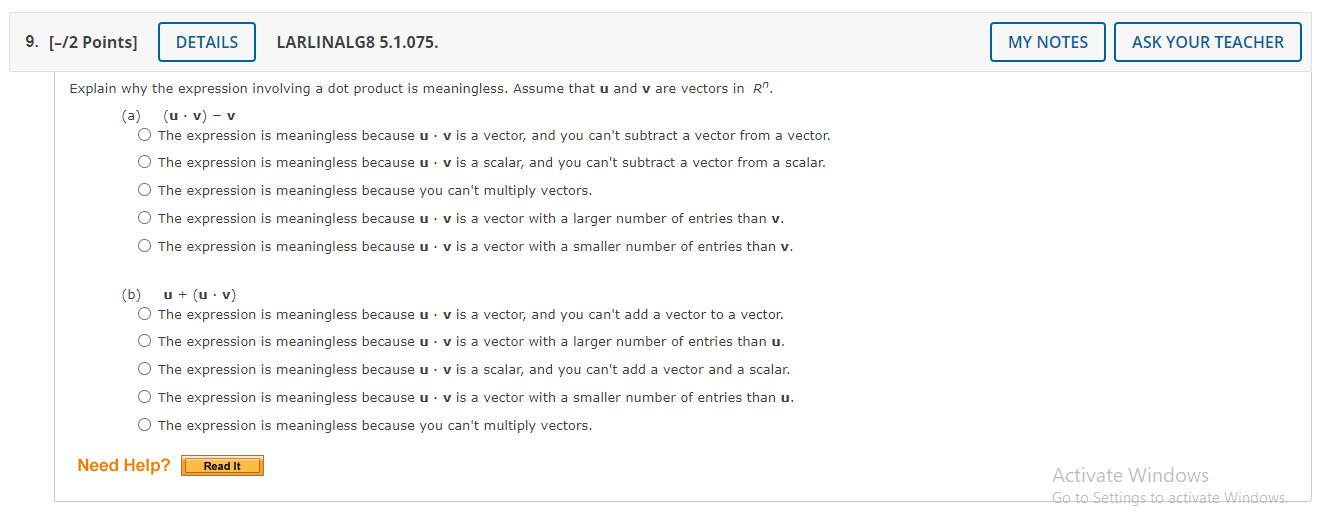 Solved 6 [ 1 Points] Details Larlinalg8 4 6 031 My Notes