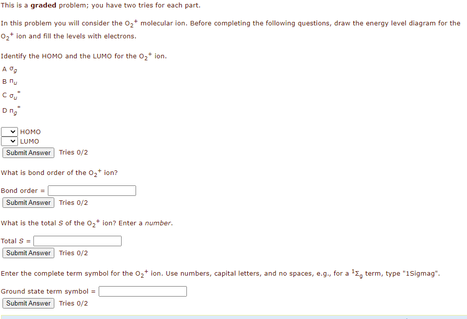 Solved This is a graded problem; you have two tries for each | Chegg.com