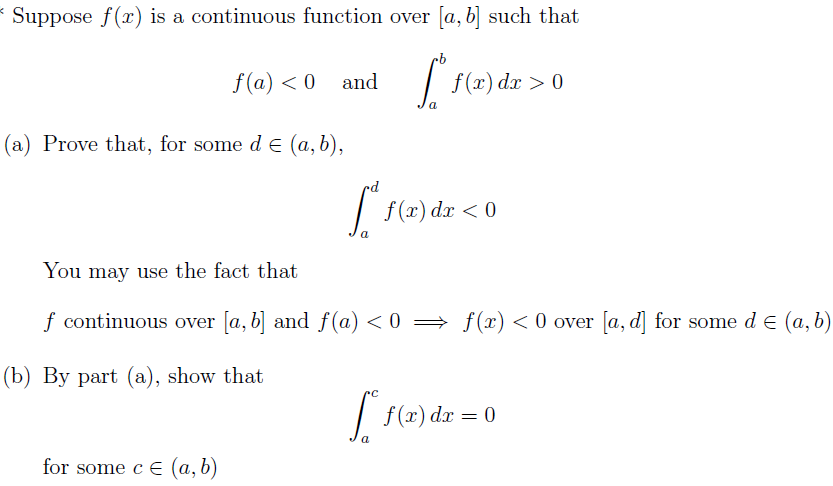 Solved Suppose F(x) Is A Continuous Function Over [a,b] Such | Chegg.com