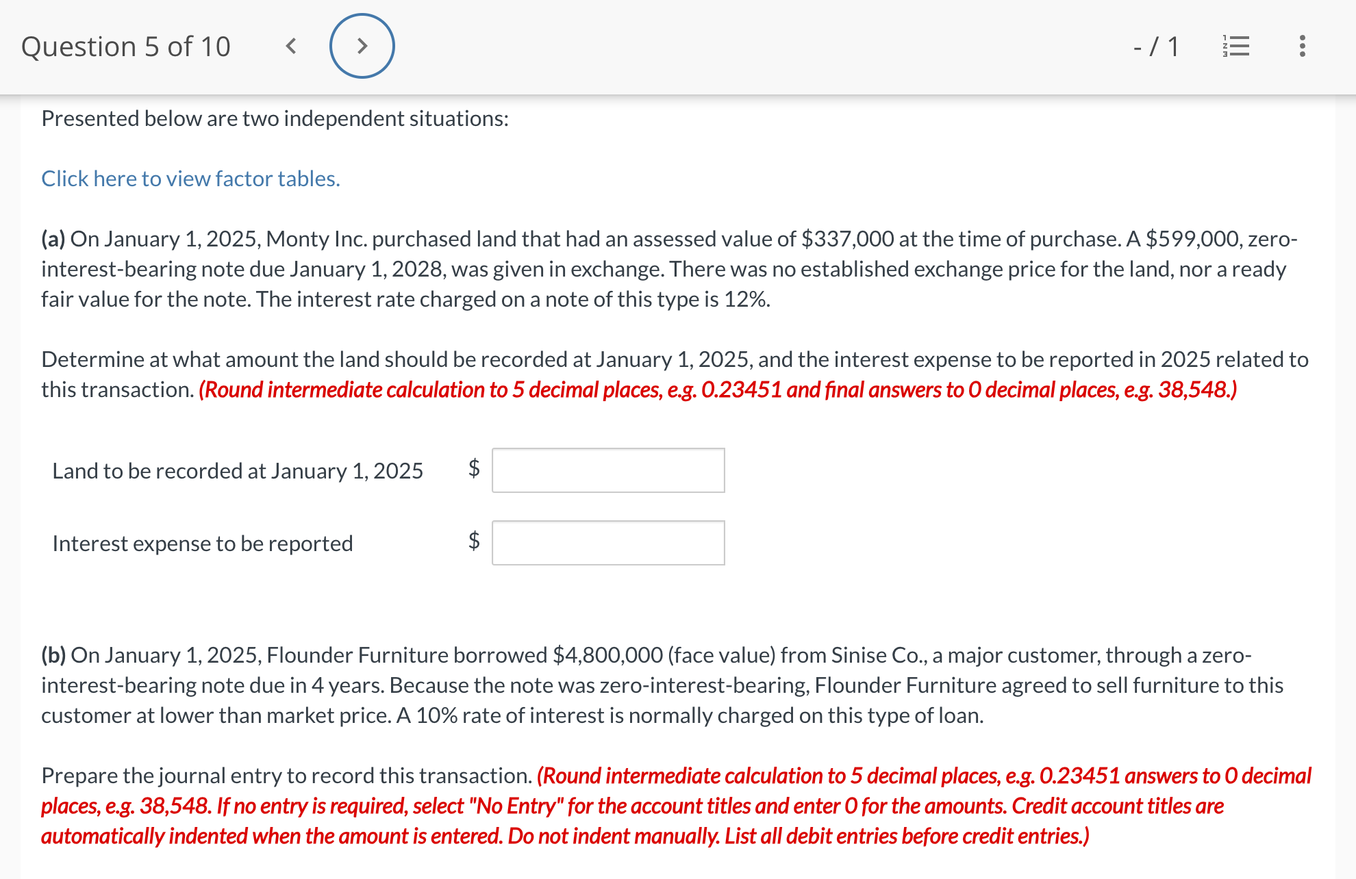 Solved (a) On January 1, 2025, Monty Inc. purchased land
