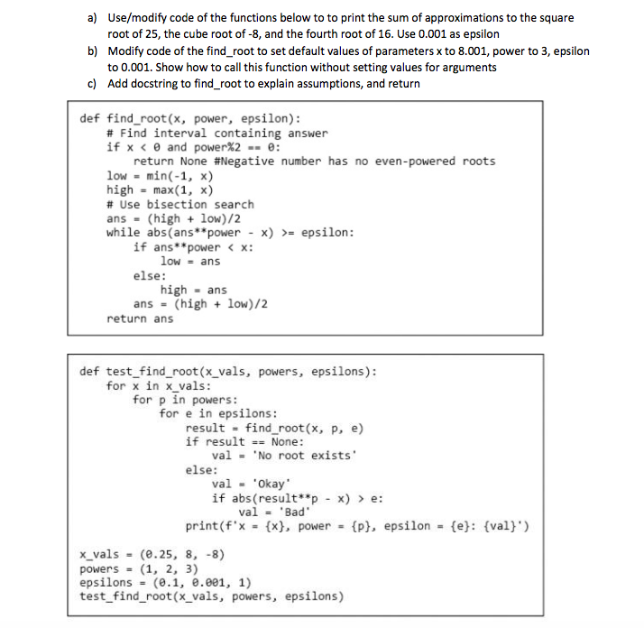Solved a) Use/modify code of the functions below to to print | Chegg.com