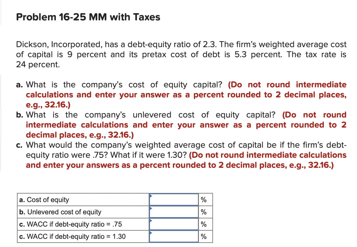Solved Problem 1625 MM with Taxes Dickson, Incorporated,
