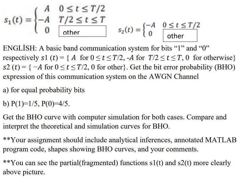 A basic band communication system for bits “1” and | Chegg.com