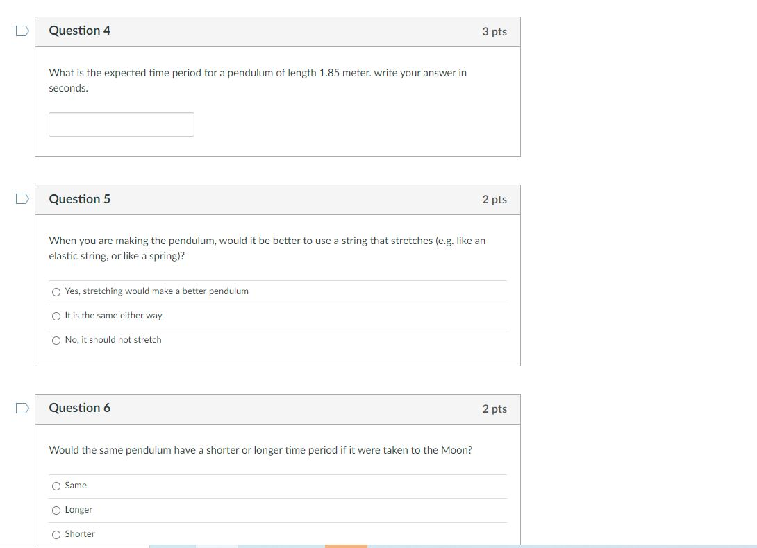 Solved D Question 1 2 pts Question 7 The value of 'g' on the | Chegg.com