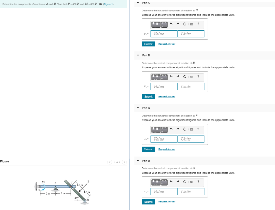 Solved Determine The Components Of Reaction At A And B. Take | Chegg.com