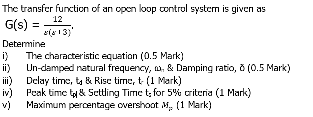 Solved The transfer function of an open loop control system | Chegg.com