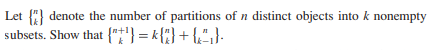 Solved Let (2} denote the number of partitions of n distinct | Chegg.com