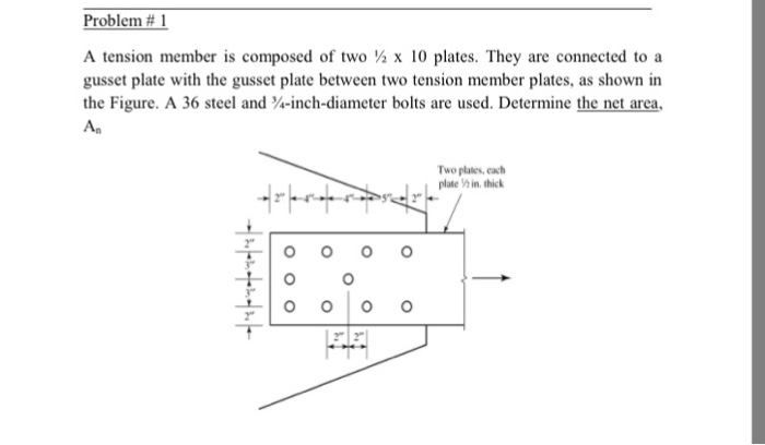 Solved Problem # 1 A tension member is composed of two ½ x | Chegg.com