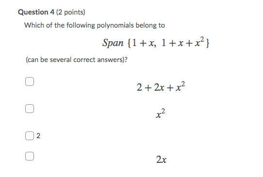 Solved Question 4 (2 points) Which of the following | Chegg.com