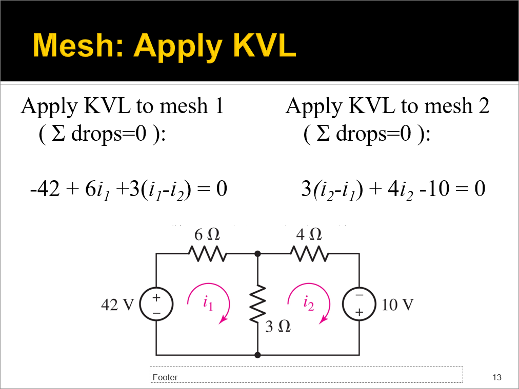 Solved Mesh: Apply KVL Apply KVL to mesh 1 (drops=0): Apply | Chegg.com