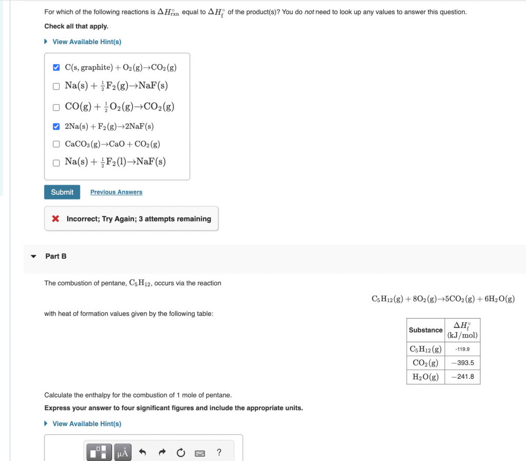Solved For which of the following reactions is ΔHrxn∘ equal