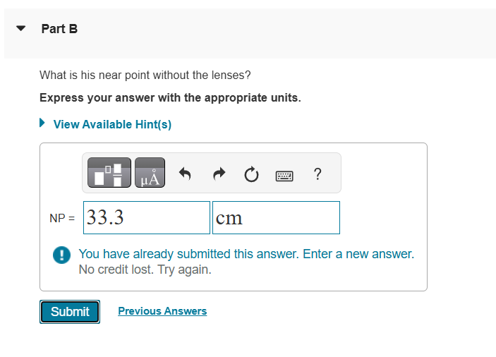 Solved Part BWhat is his near point without the | Chegg.com