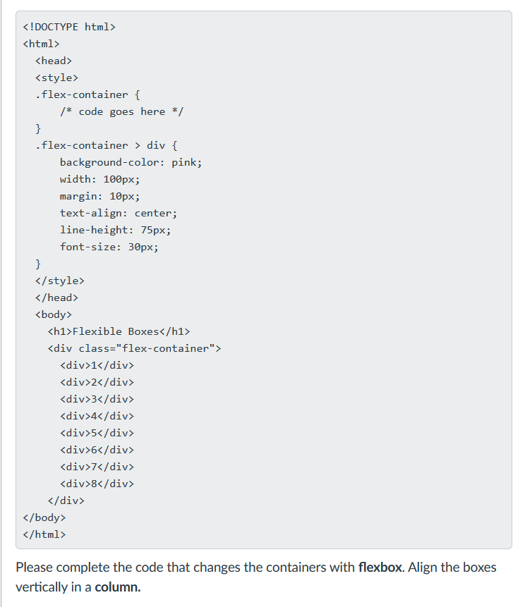 Solved <!DOCTYPE html> <html> <head> </p>
<style> .flex-container 