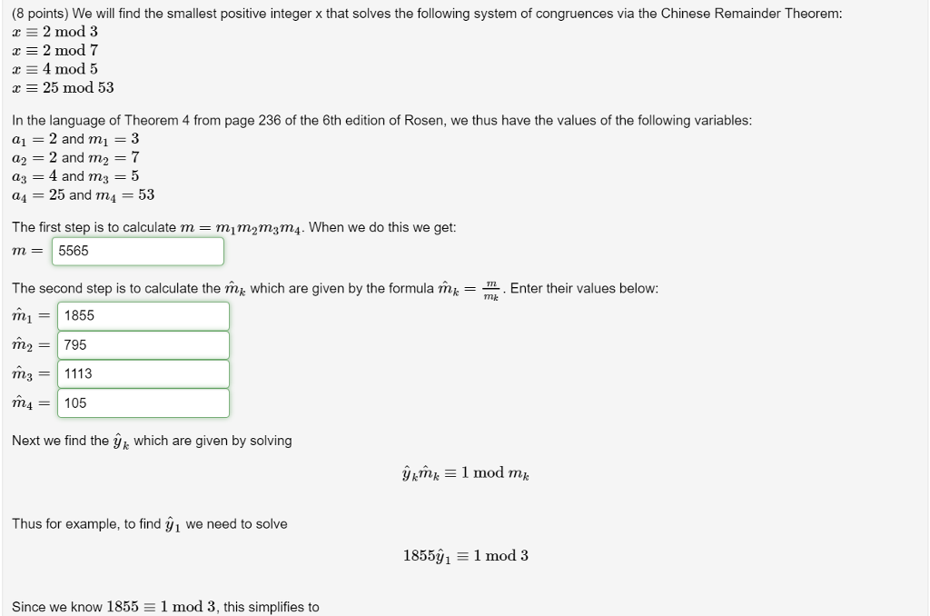 Solved (8 points) We will find the smallest positive integer | Chegg.com