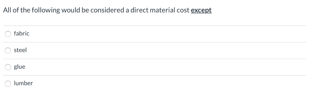 Solved All of the following would be considered a direct | Chegg.com