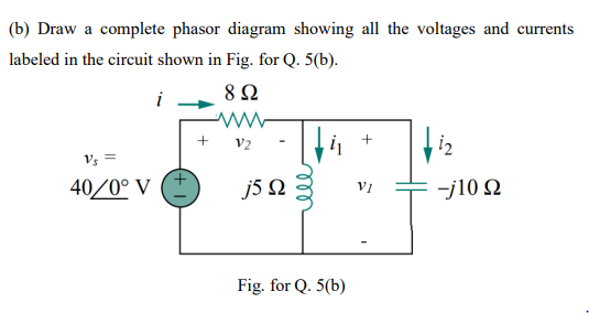 Solved (b) Draw a complete phasor diagram showing all the | Chegg.com